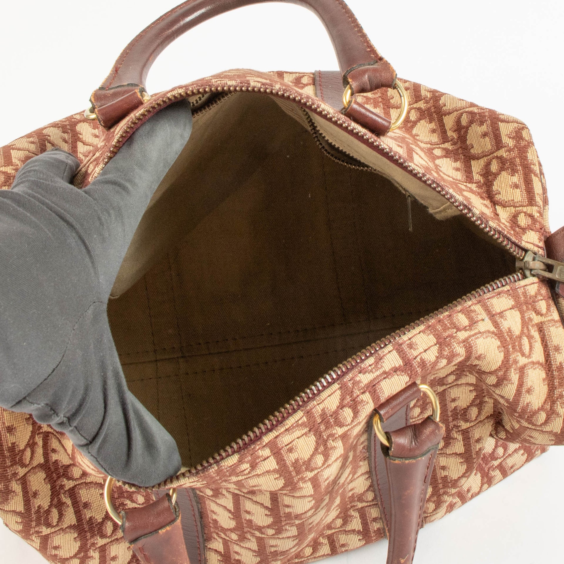 Christian Dior Burgundy Oblique Boston Bag