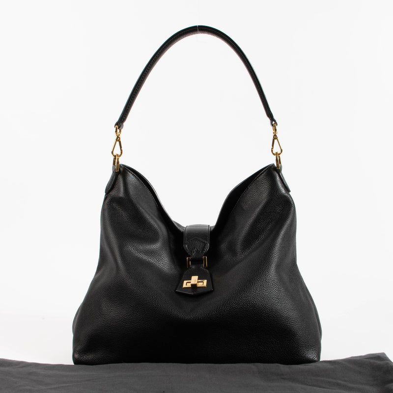 Fendi Black Leather Turnlock Hobo bag