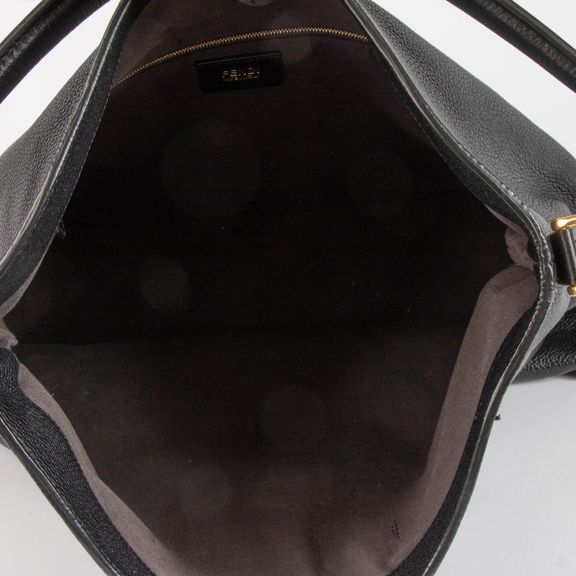 Fendi Black Leather Turnlock Hobo bag