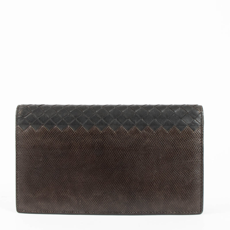 Bottega Veneta Black Intrecciato Leather/Karung Snakeskin Wallet