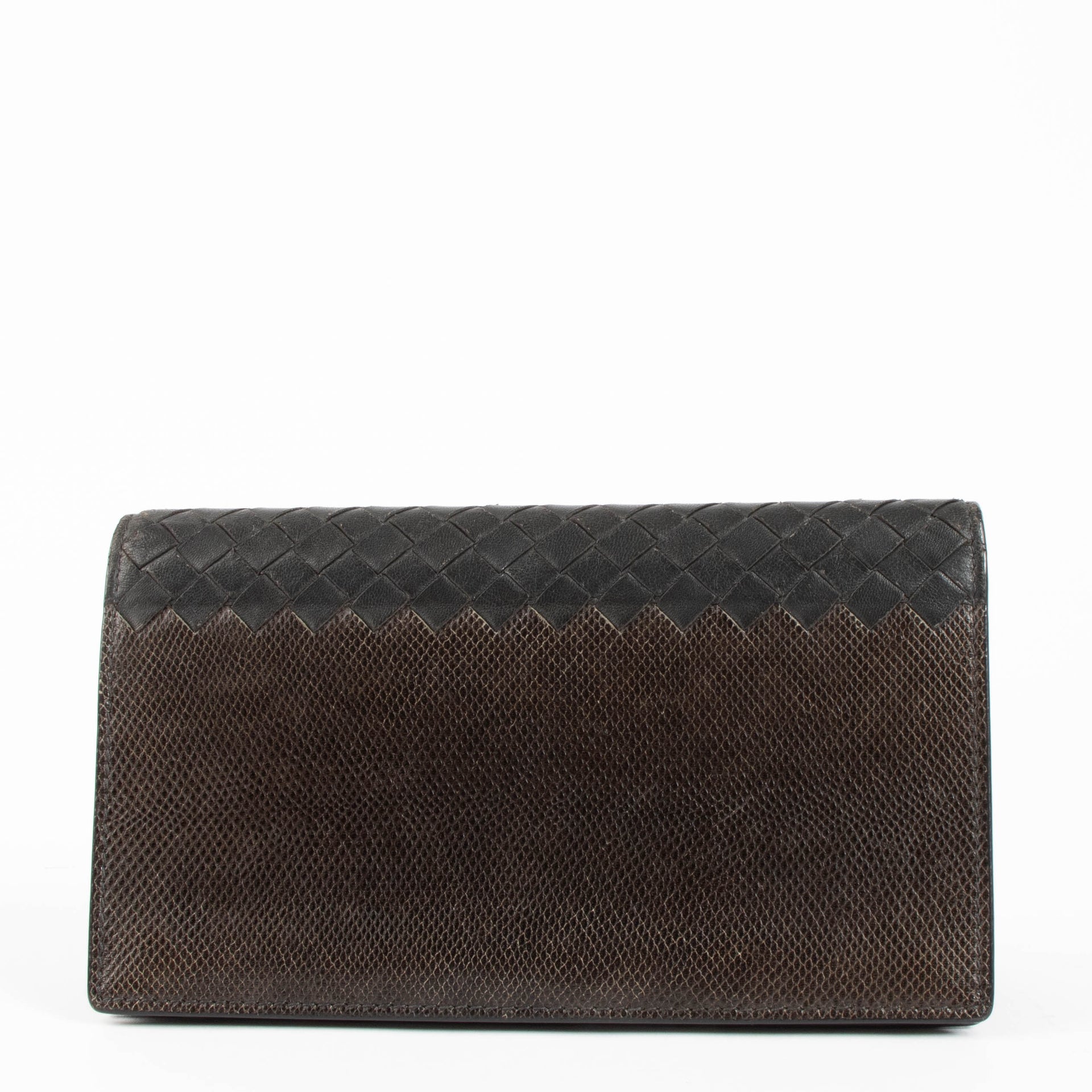 Bottega Veneta Black Intrecciato Leather/Karung Snakeskin Wallet