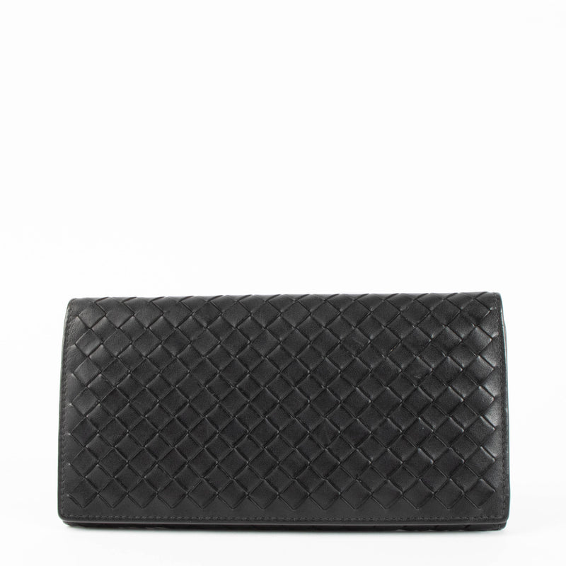 Bottega Veneta Black Intrecciato Leather Wallet