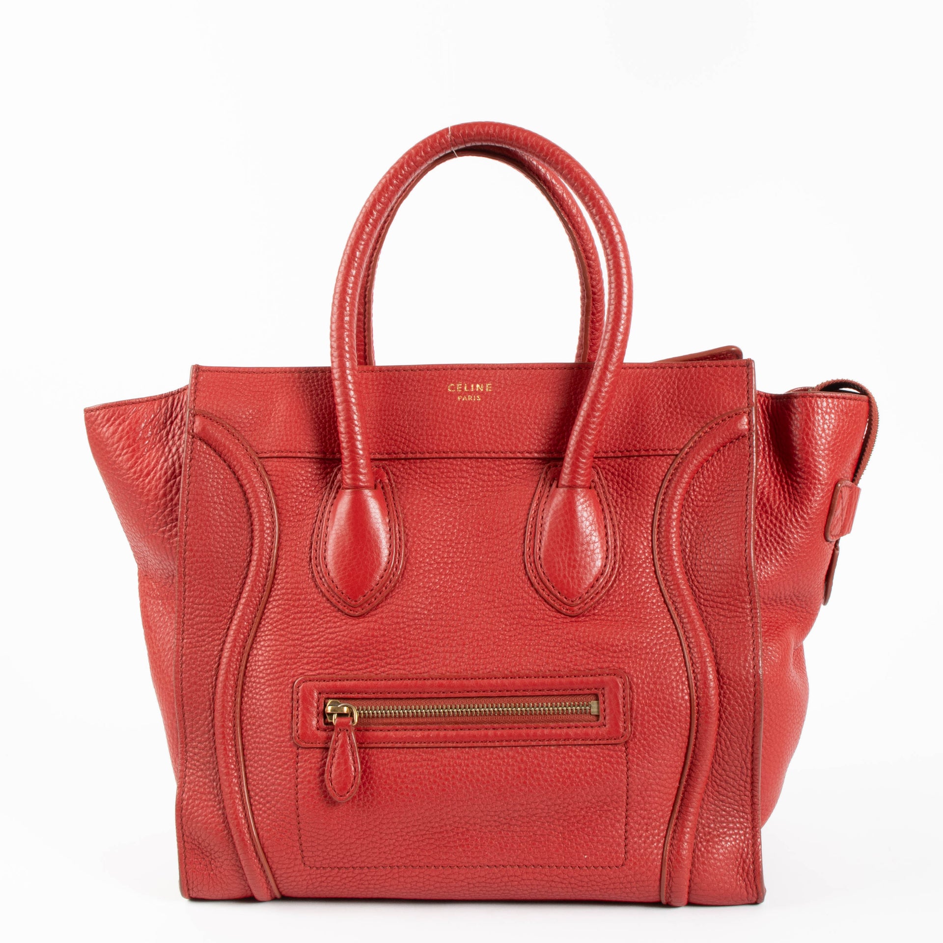 Celine Red Leather Soft Mini Luggage Bag