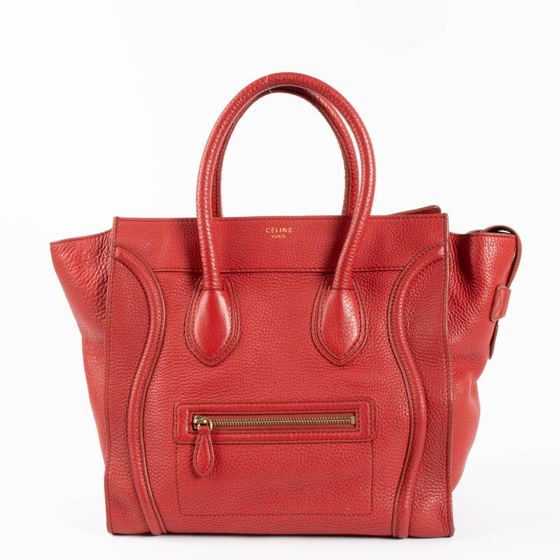 Celine Red Leather Soft Mini Luggage Bag