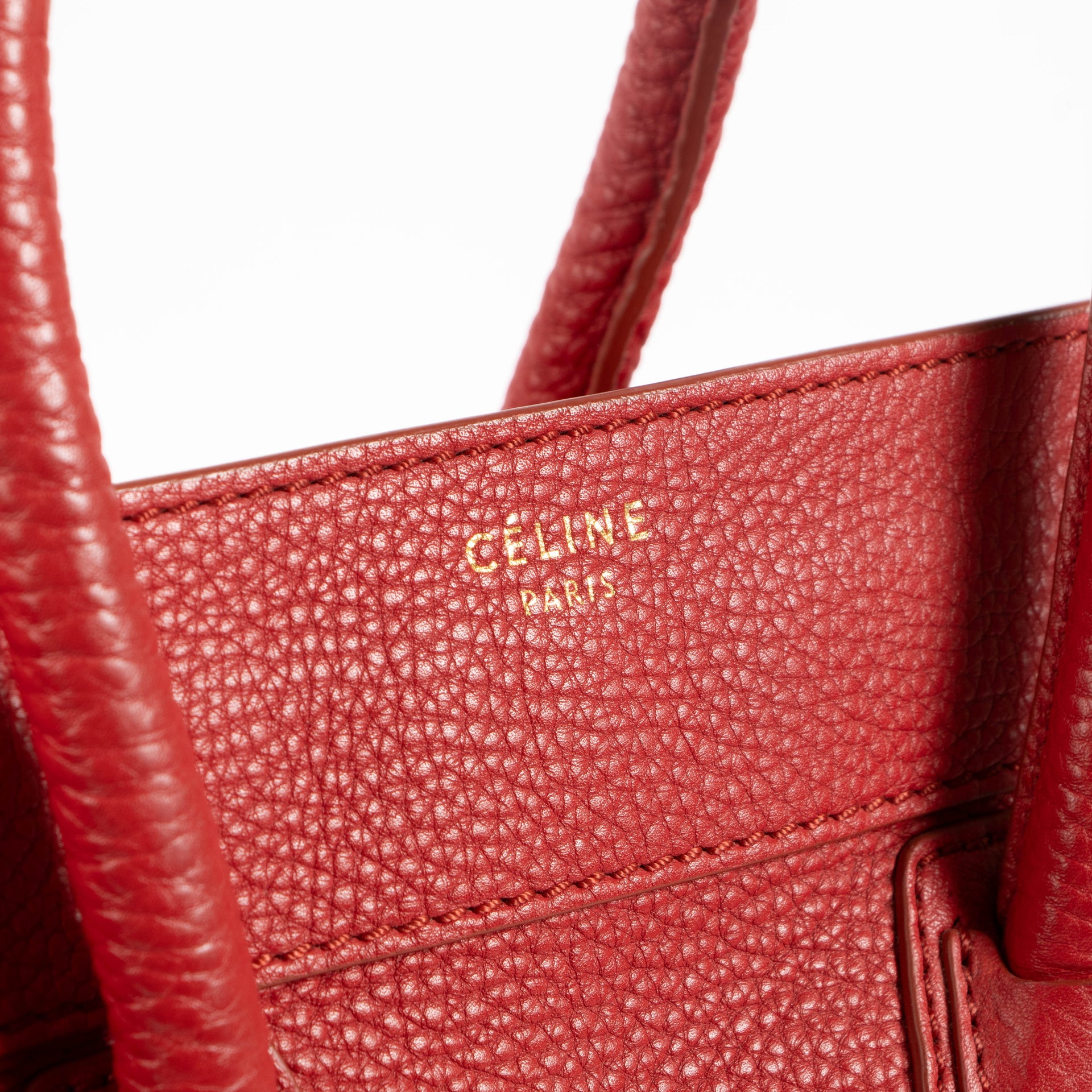 Celine Red Leather Soft Mini Luggage Bag