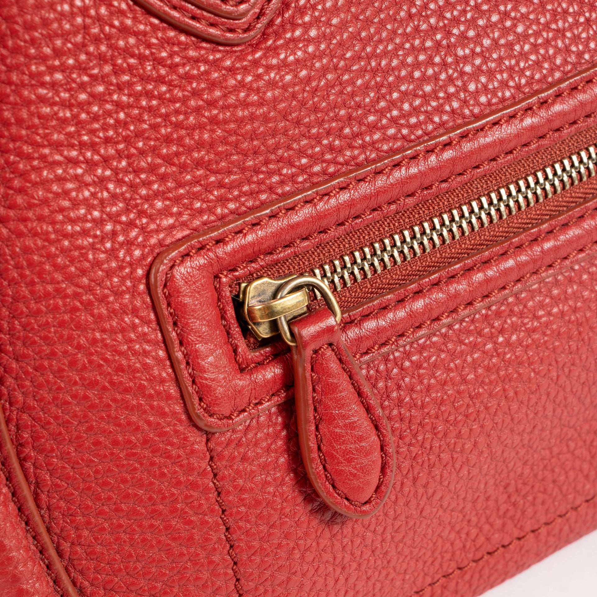 Celine Red Leather Soft Mini Luggage Bag