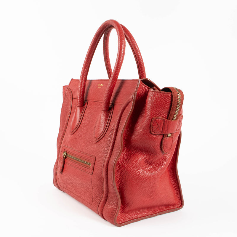 authentic second hand Celine Red Leather Soft Mini Luggage Bag