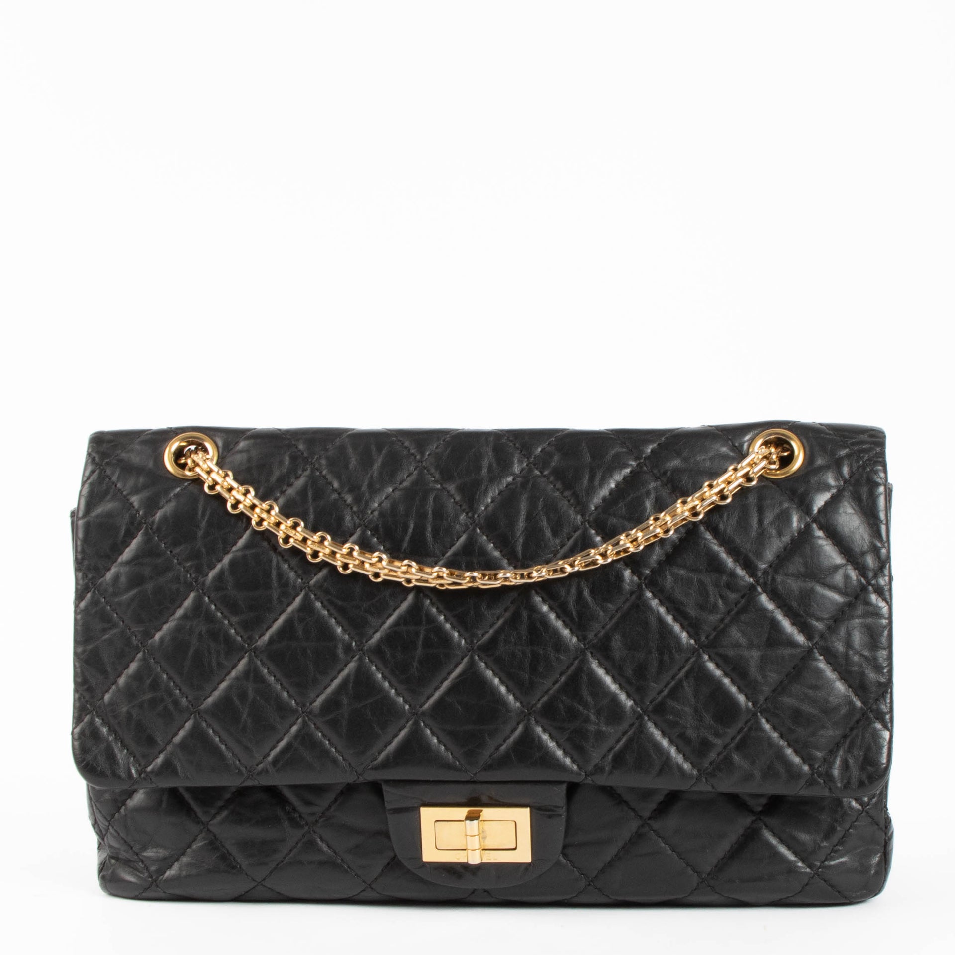 Chanel Black Aged Calfskin Large Reissue 2.55 Bag