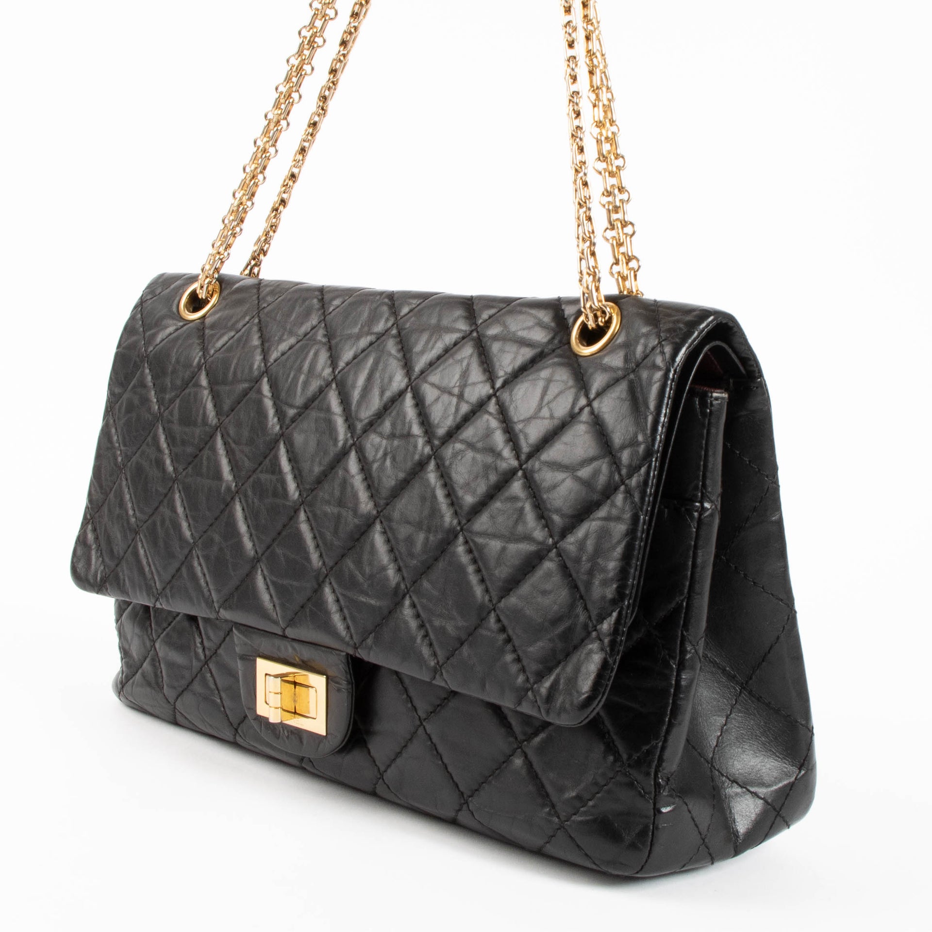 Chanel Black Aged Calfskin Large Reissue 2.55 Bag