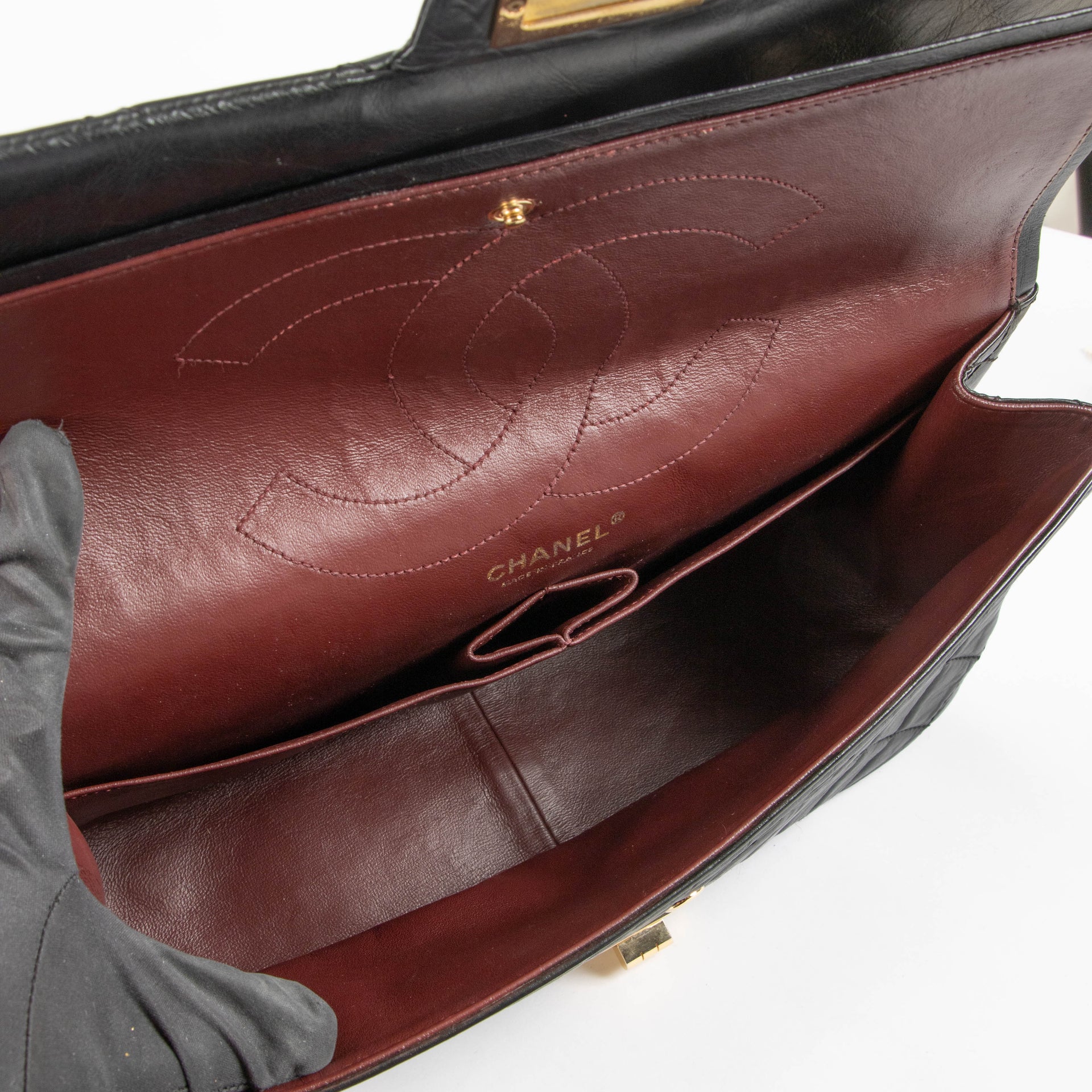 Chanel Black Aged Calfskin Large Reissue 2.55 Bag