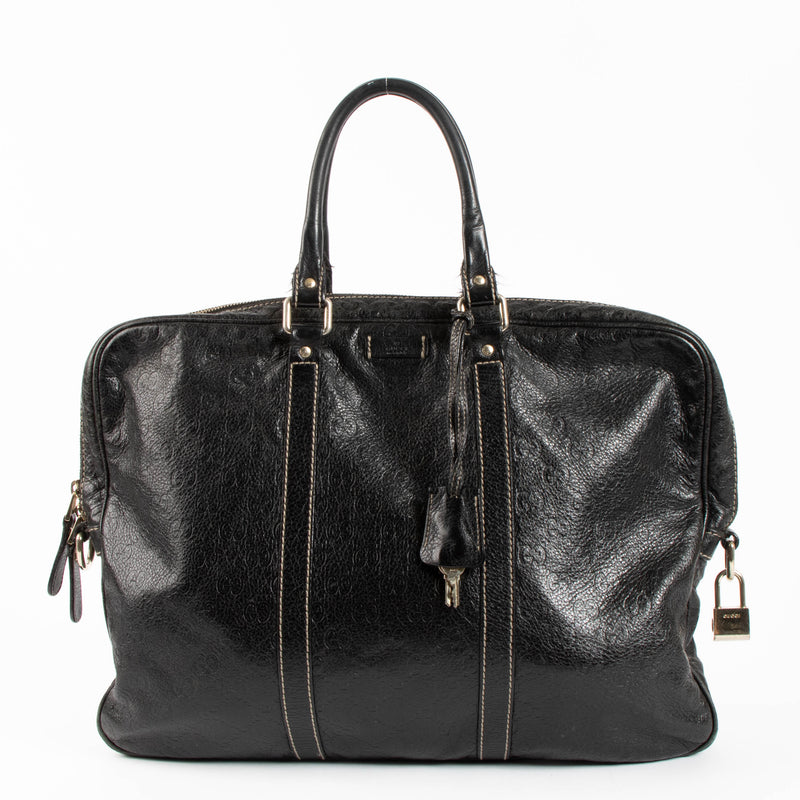 Gucci Black Guccissima Leather Briefcase
