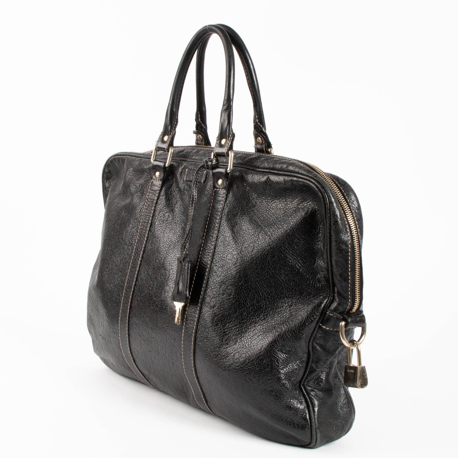 Gucci Black Guccissima Leather Briefcase