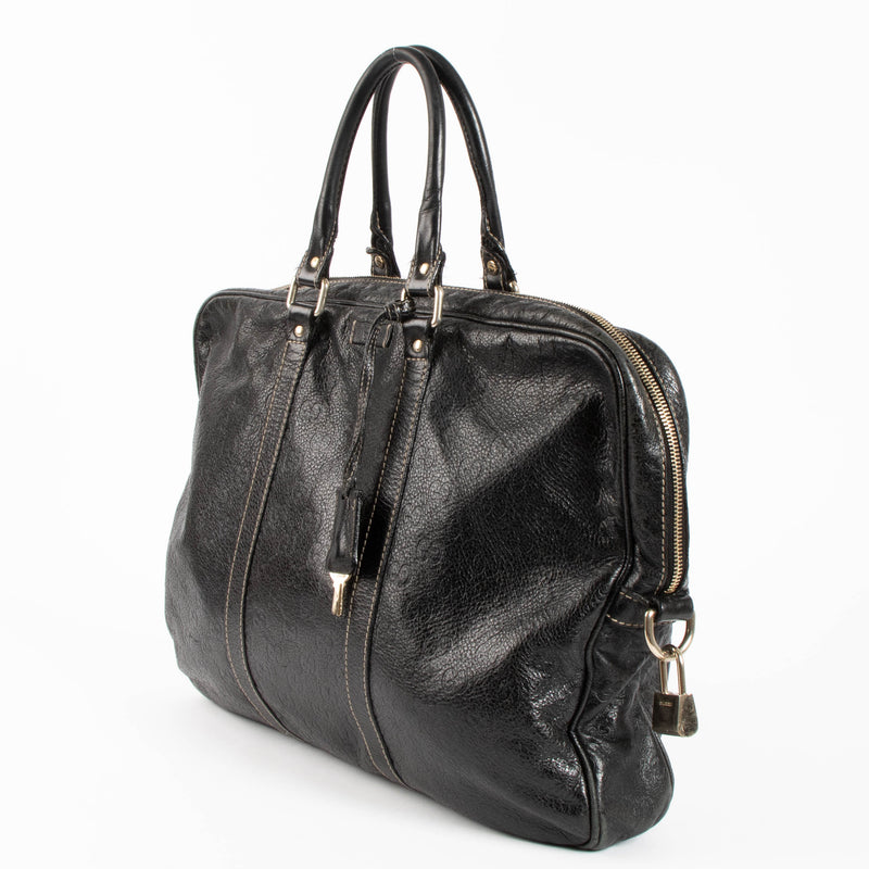 Gucci Black Guccissima Leather Briefcase
