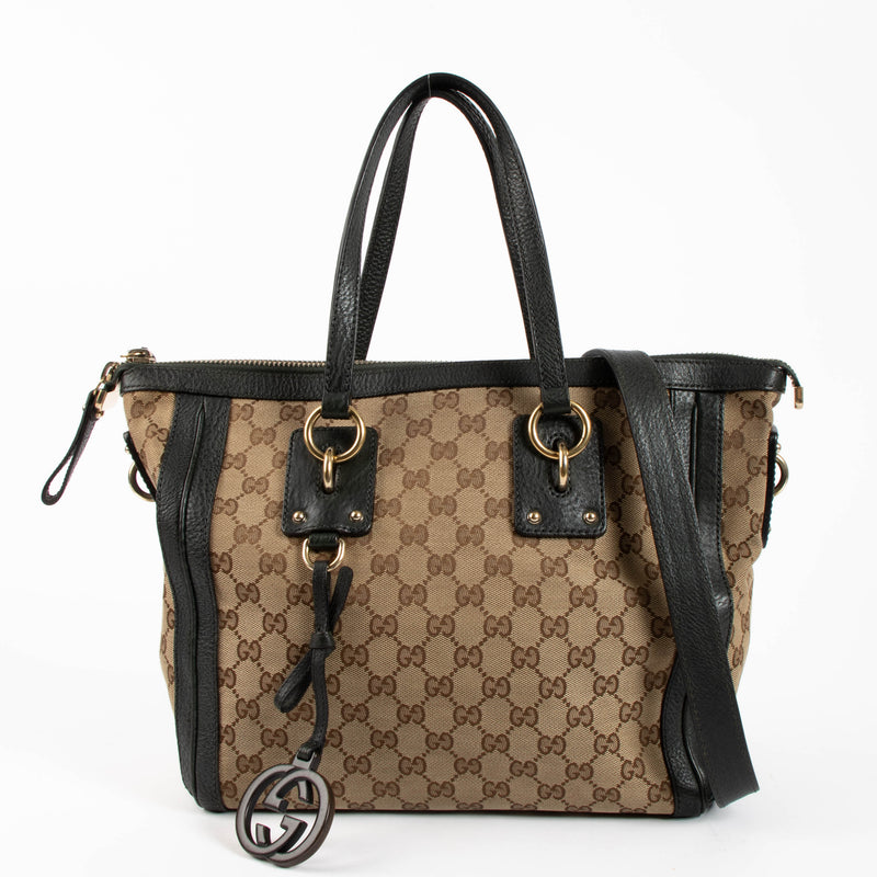 Gucci GG Canvas Medium Charm Satchel Bag