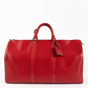 Shop safe online 100% authentic second hand preloved Louis Vuitton Red Epi Keepall 50 Travel Bag