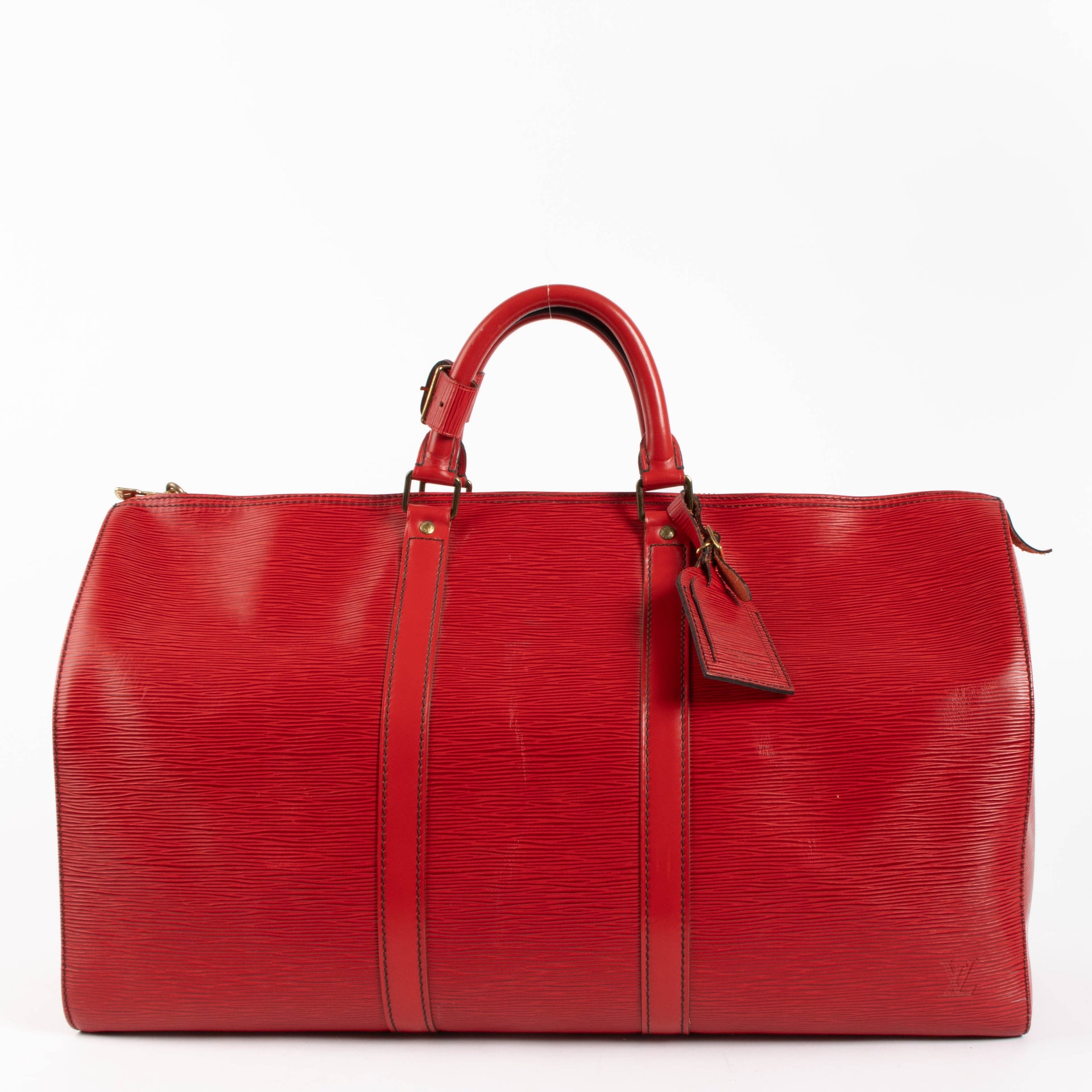 Shop safe online 100% authentic second hand preloved Louis Vuitton Red Epi Keepall 50 Travel Bag