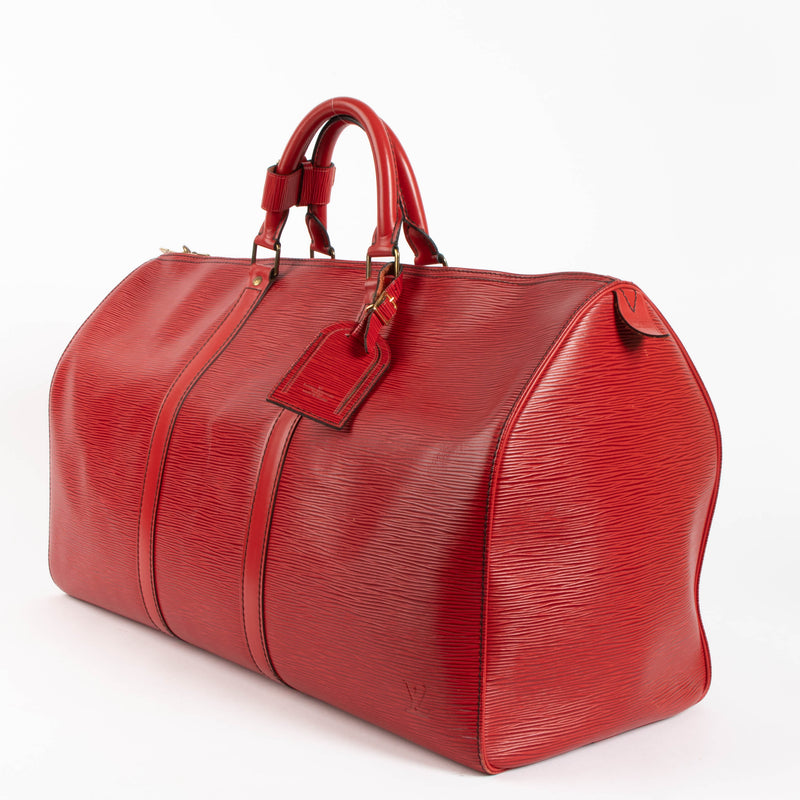 Louis Vuitton Red Epi Keepall 50 Travel Bag