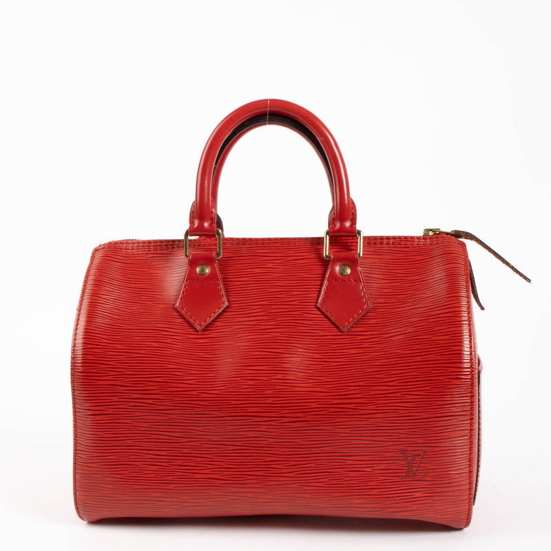 Louis Vuitton Red Epi Speedy 25 Bag
