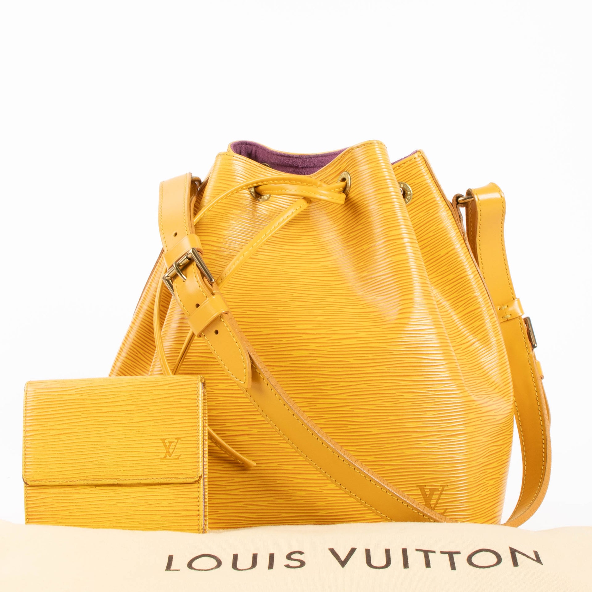 Louis Vuitton Tassil Yellow Epi Noé PM + Elise Wallet