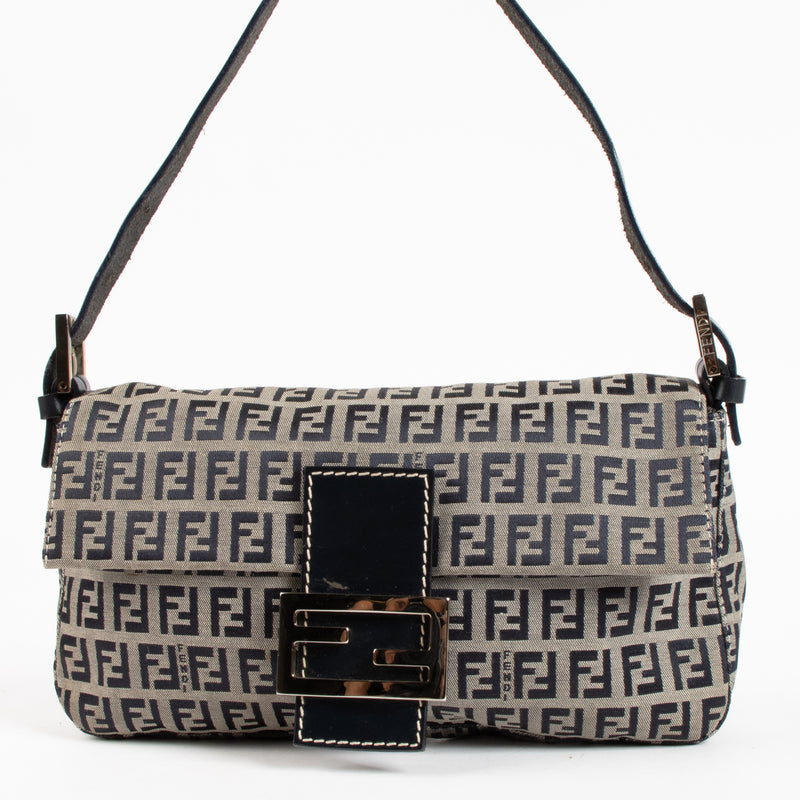 Shop safe online at Labellov Fendi Blue Zucchino Canvas Baguette Bag