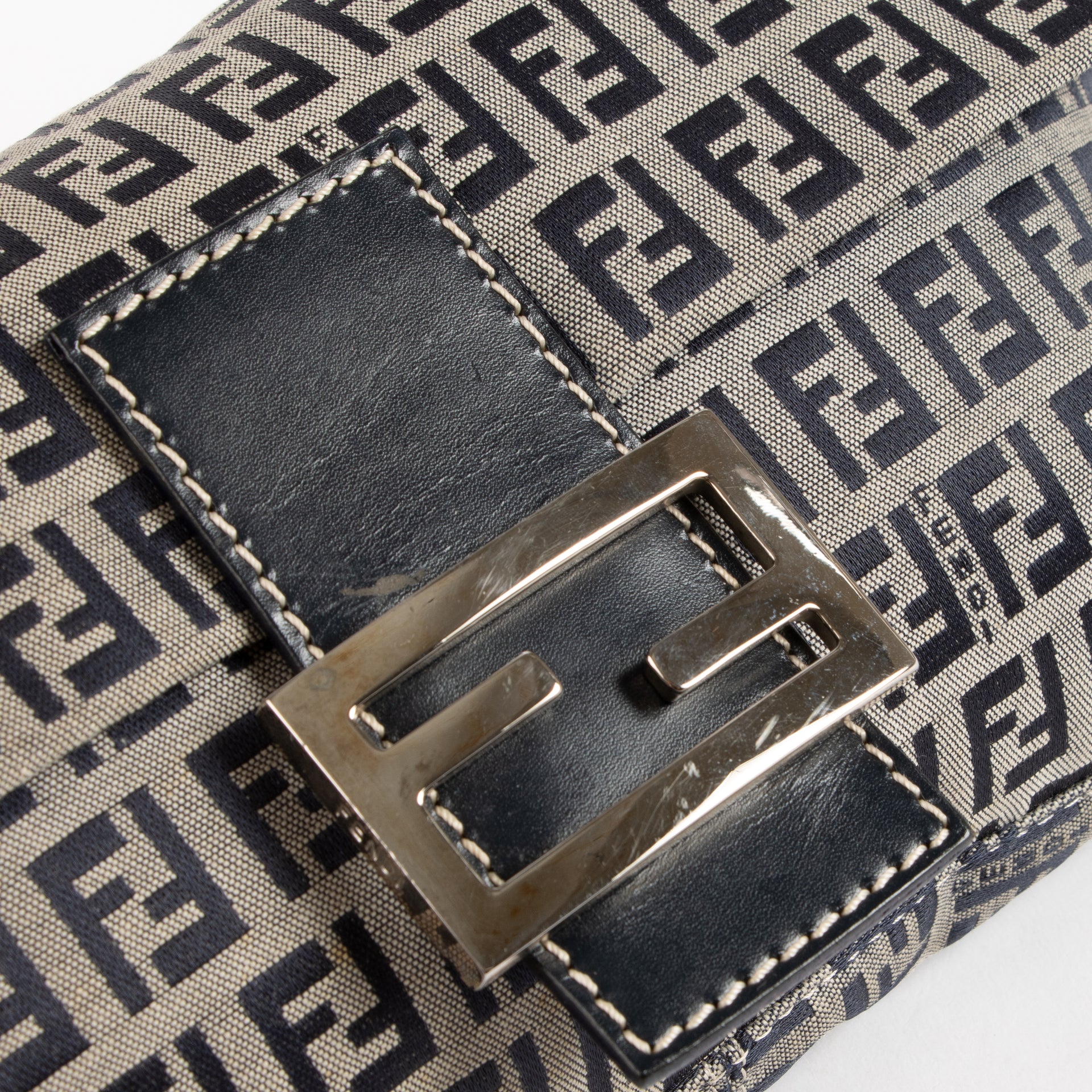 Fendi Blue Zucchino Canvas Baguette Bag