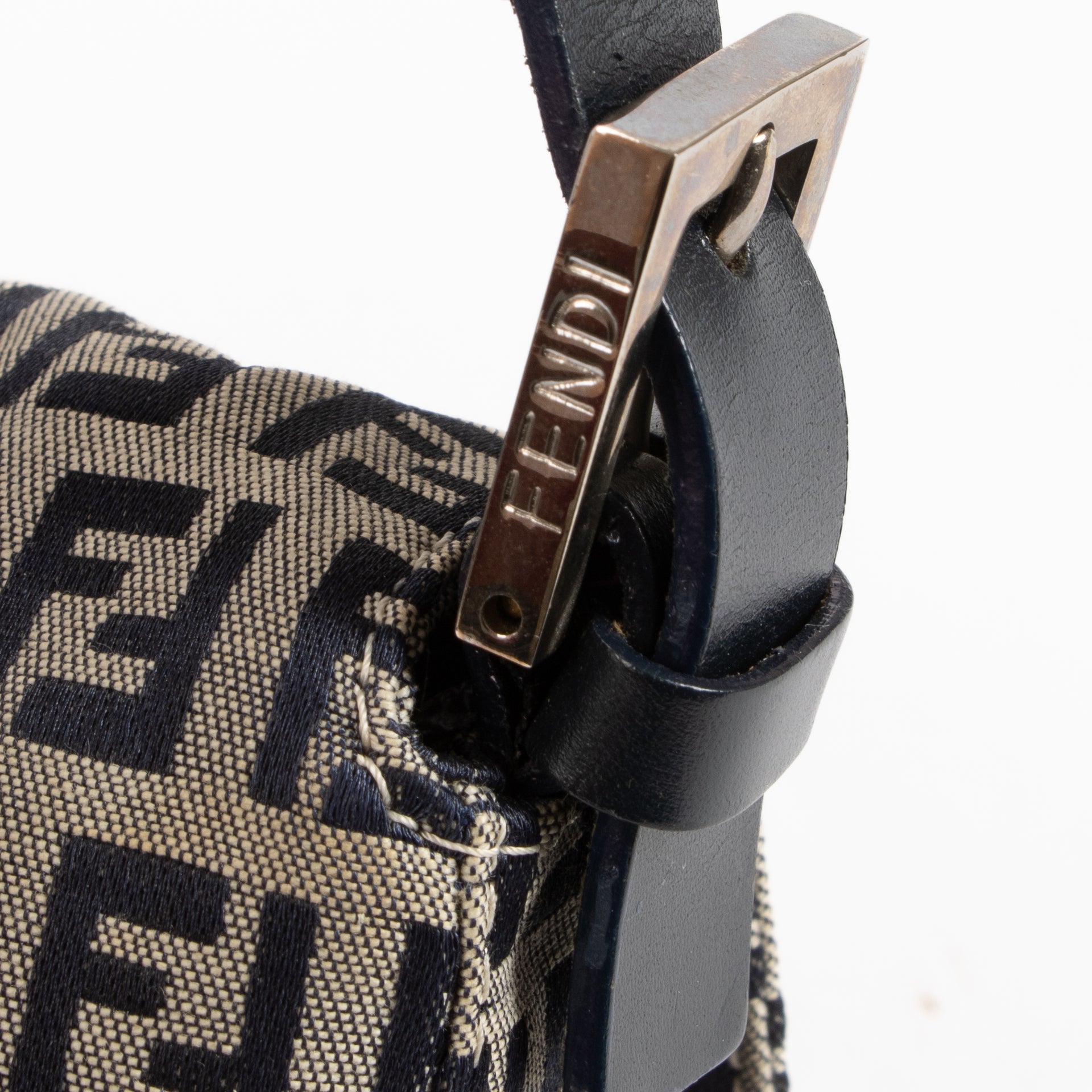 Fendi Blue Zucchino Canvas Baguette Bag