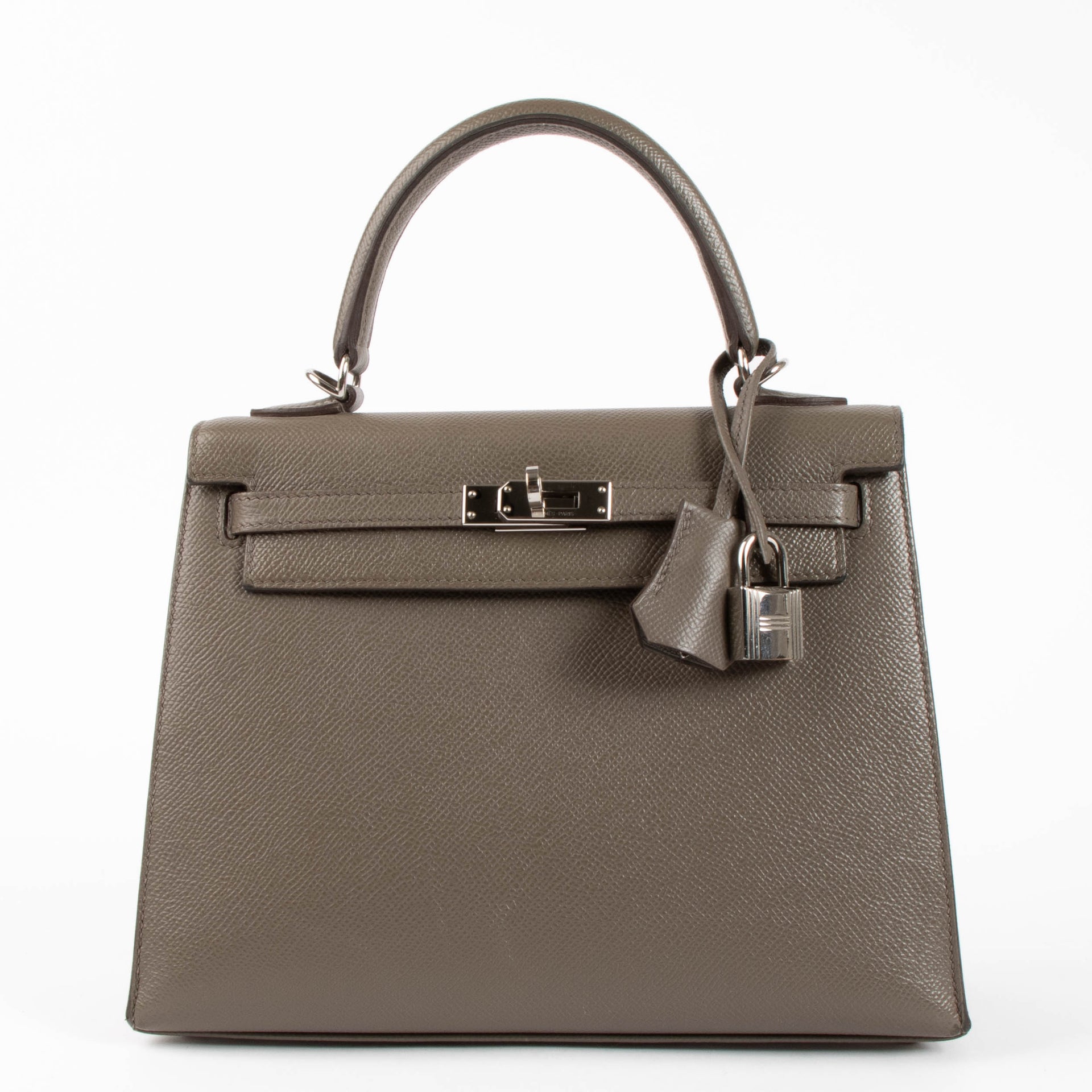 Hermes Kelly 25 Gris Etain Epsom PHW