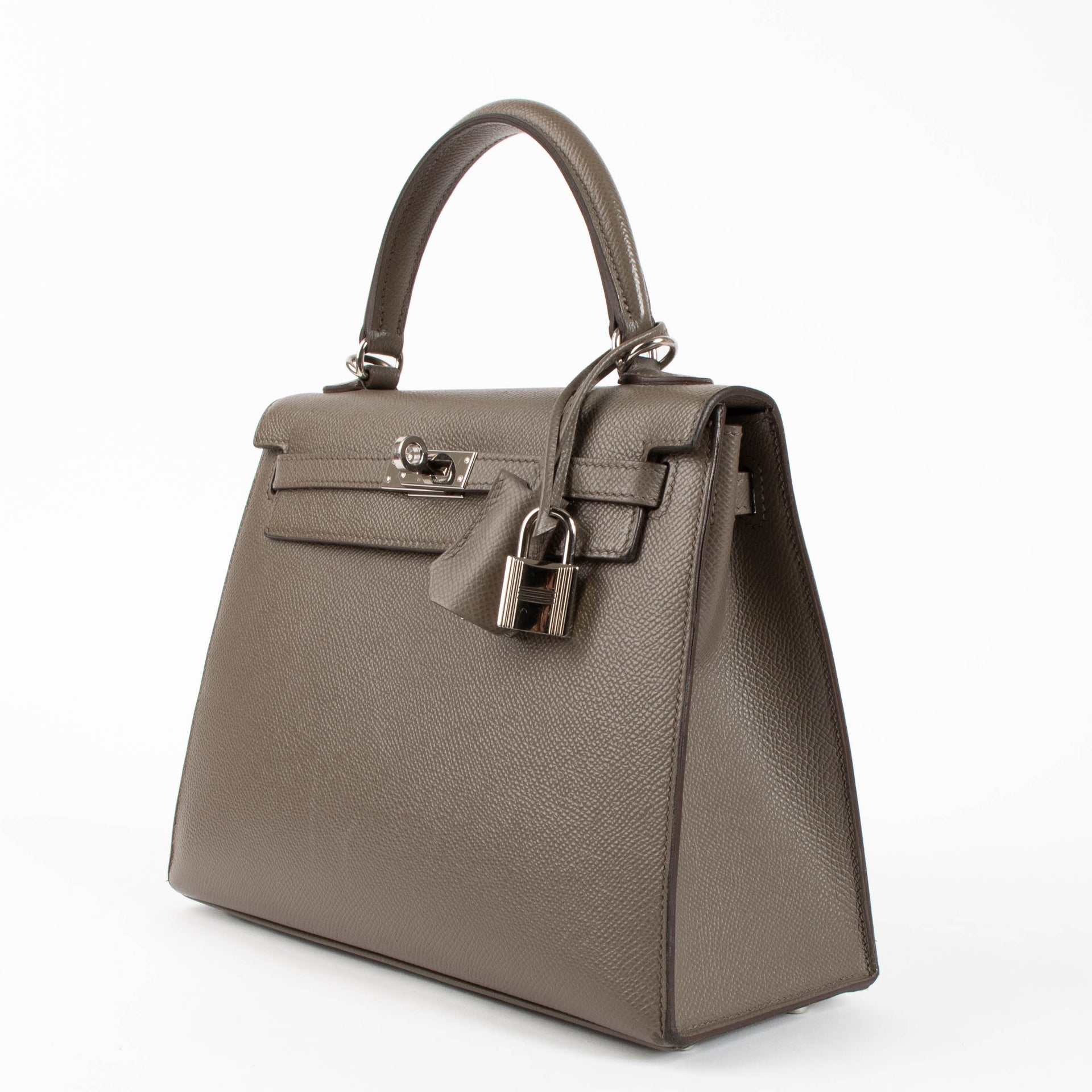Hermes Kelly 25 Gris Etain Epsom PHW
