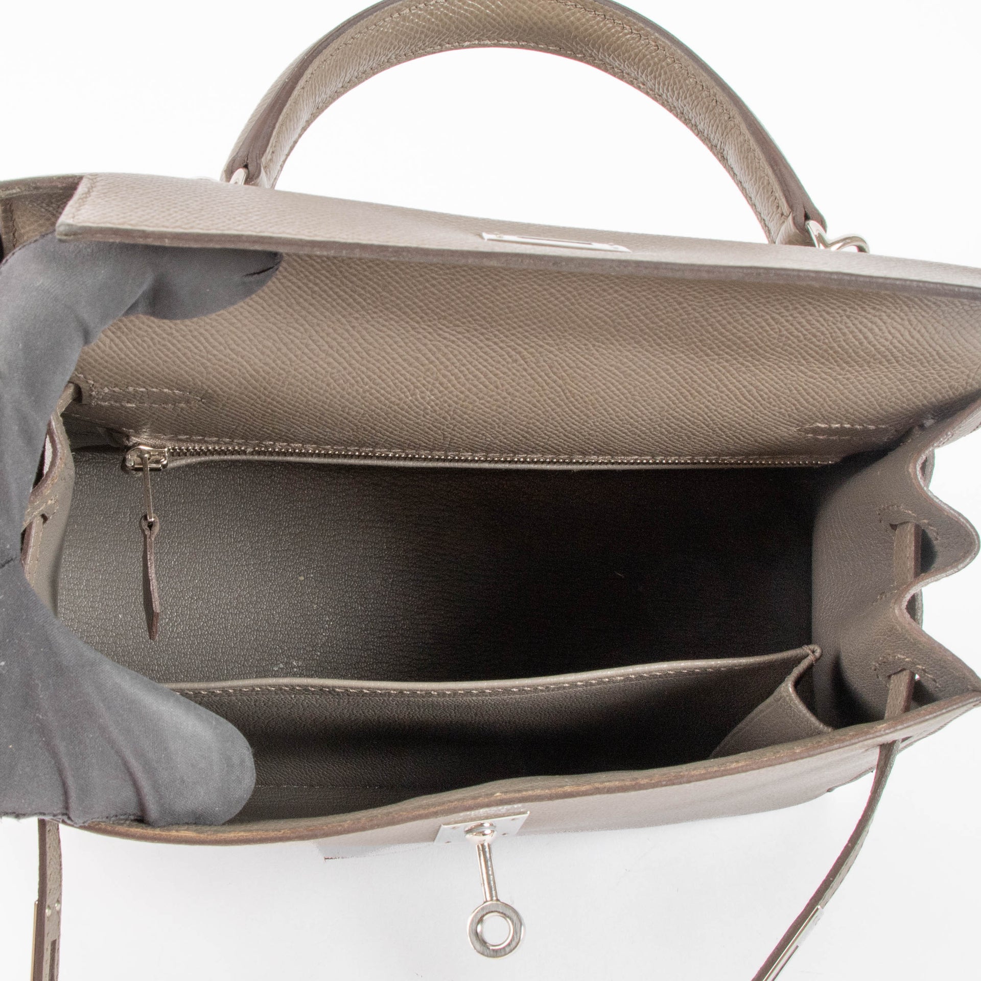 Hermes Kelly 25 Gris Etain Epsom PHW