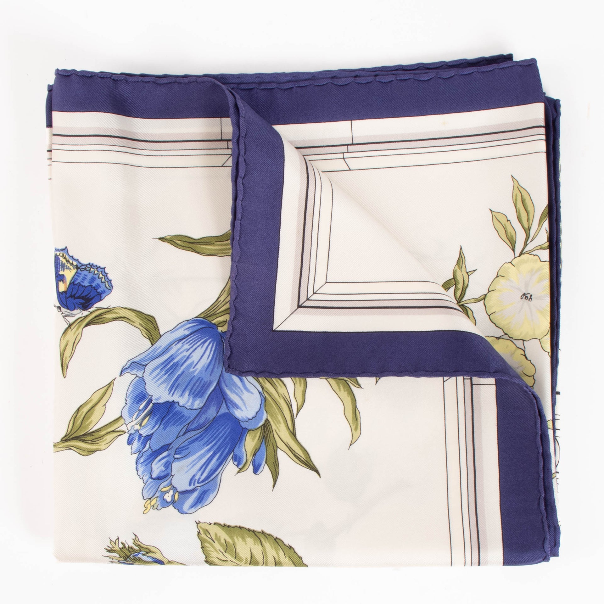 Hermès Silk Quai Aux Fleurs Carre 90 Scarf