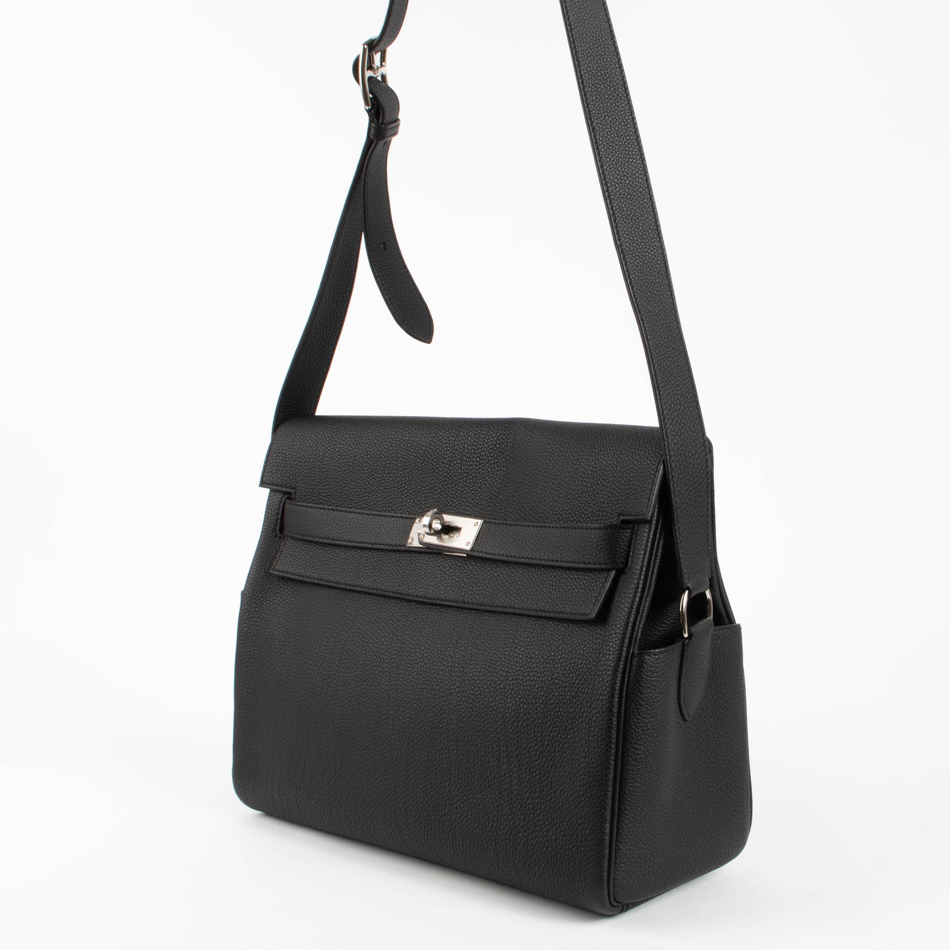 Hermès Kelly Messenger GM Black Togo PHW