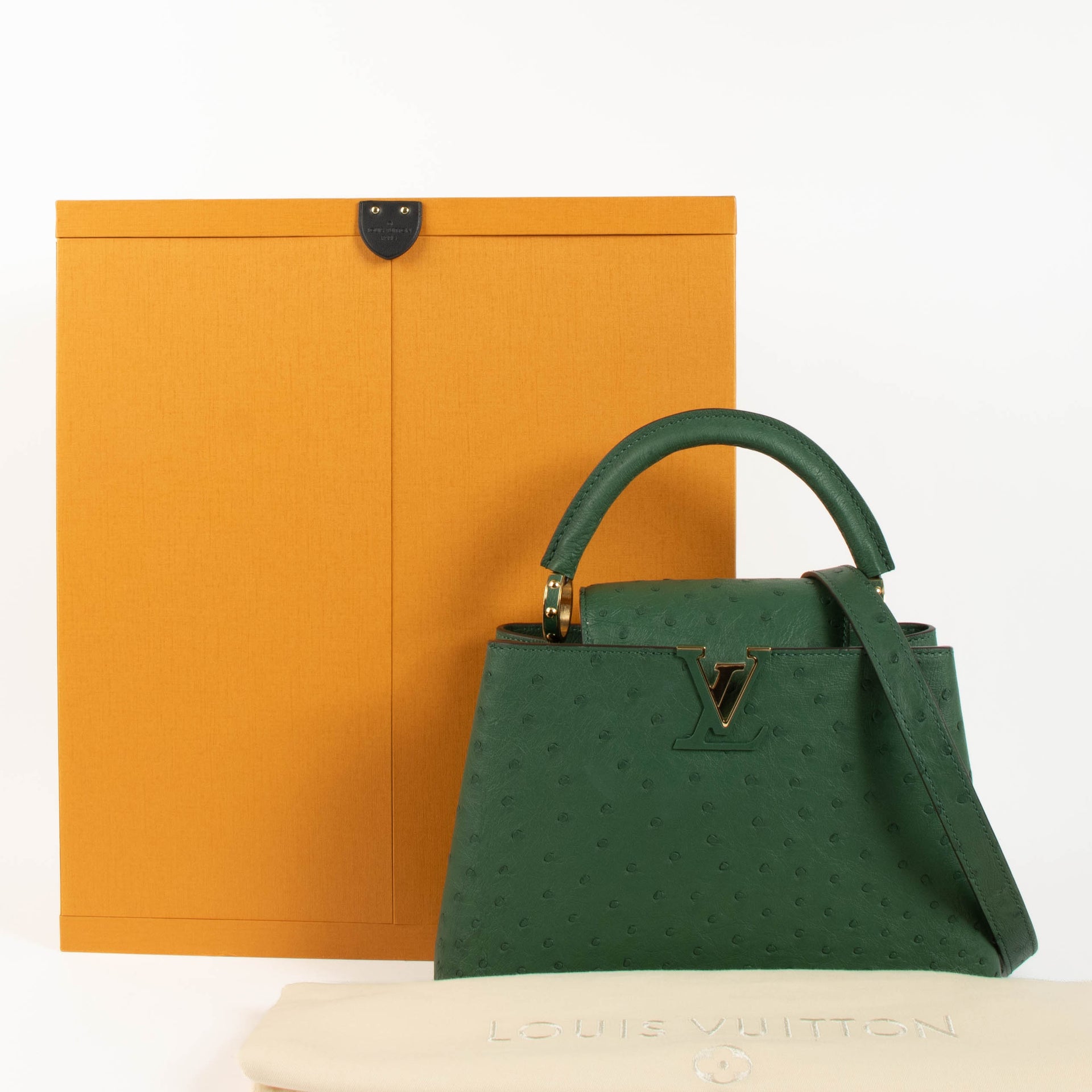 Louis Vuitton Green Ostrich Capucines BB Bag