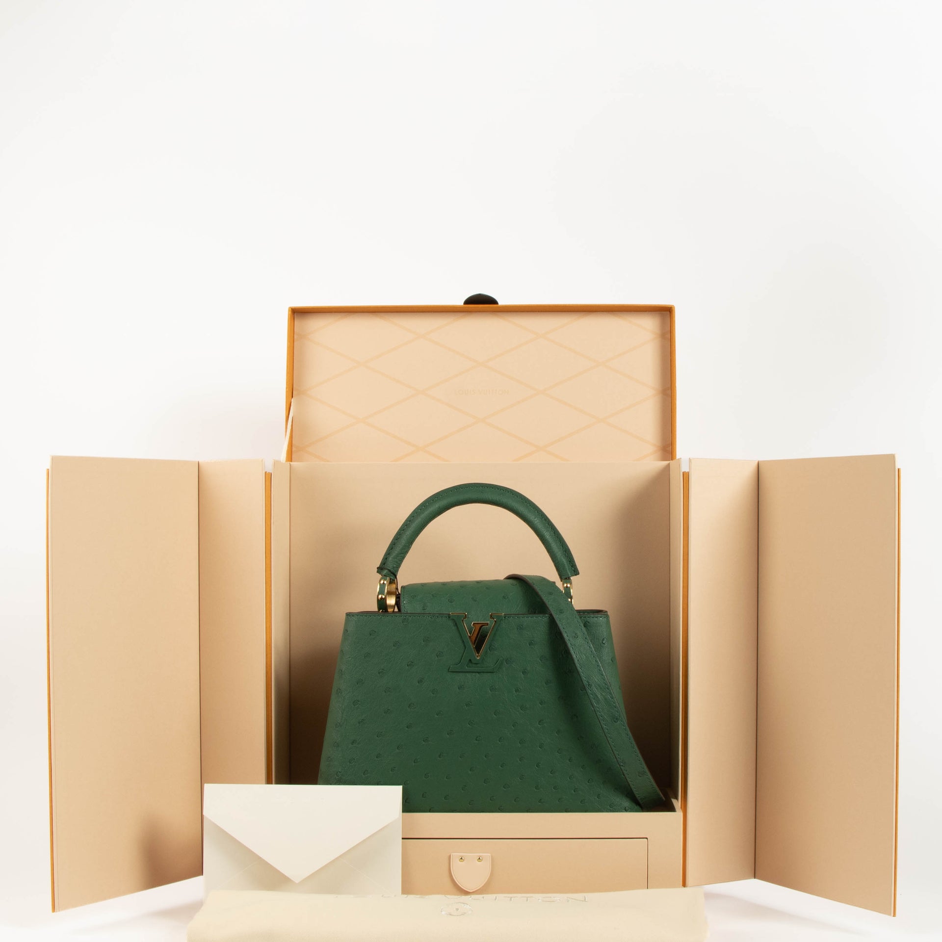 Louis Vuitton Green Ostrich Capucines BB Bag