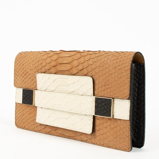 Delvaux Tricolore Python Madame Pochette Clutch
