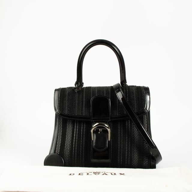 Shop the authentic Delvaux Black Toile de Cuir Vernis Brillant MM Bag on Labellov.com!