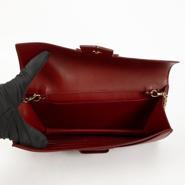 Shop the authentic Delvaux Red Presse Pochette Chain Clutch on Labellov.com!