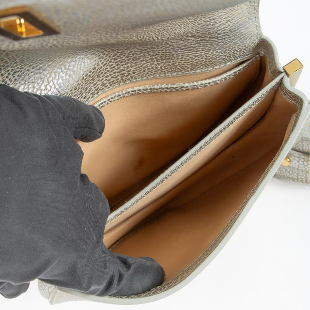 Delvaux Antique Silver Le Mutin Mini Army Bag