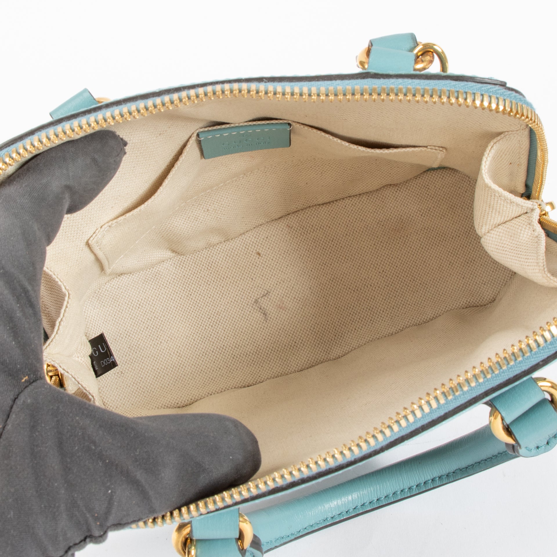Gucci Blue Raffia Small Horsebit 1955 Top Handle Bag