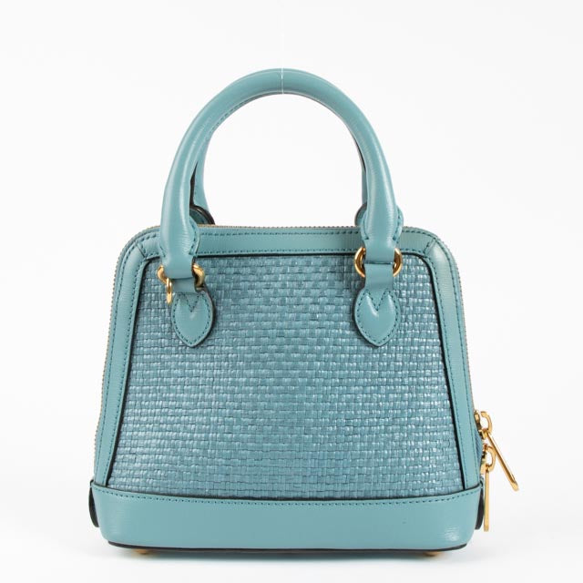 Gucci Blue Raffia Small Horsebit 1955 Top Handle Bag