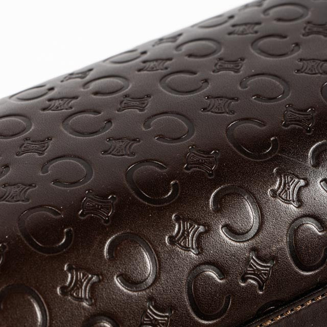 Celine Vintage Black Logo Embossed Barrel Bag