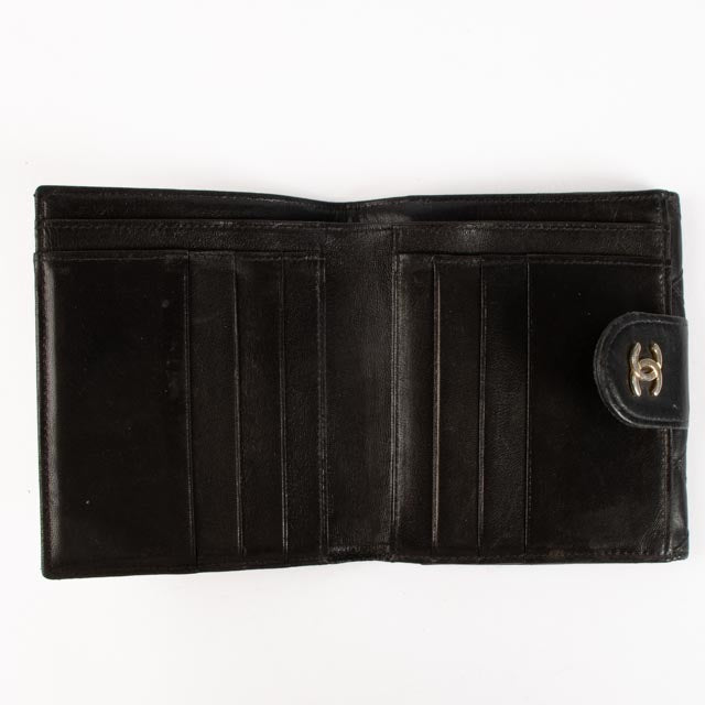 Chanel Black Lambskin Compact Wallet