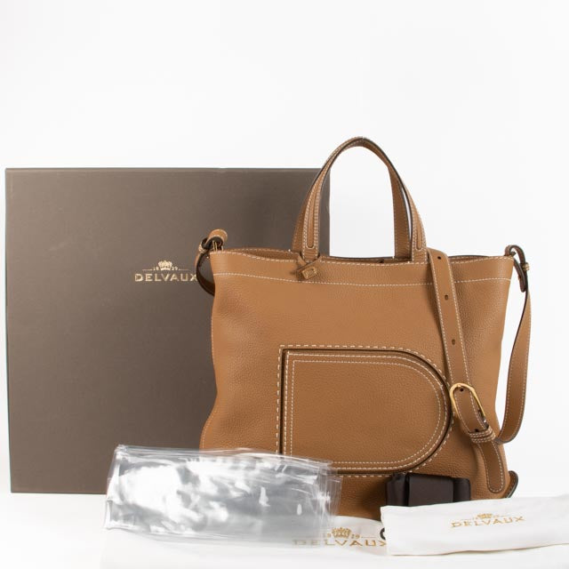 Delvaux Vegetal Taurillon Soft Pin Cabas Surpiqué Bag