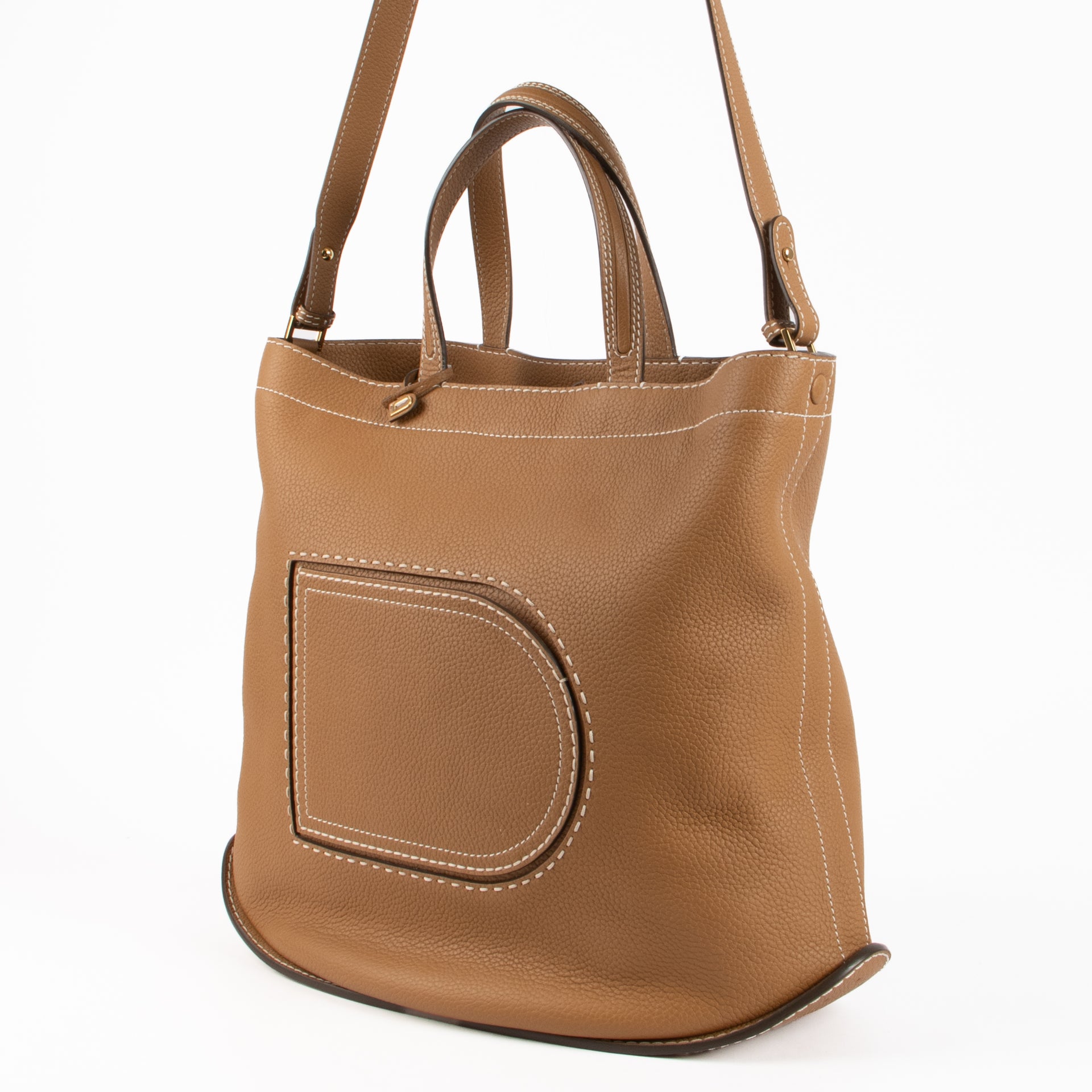 Delvaux Vegetal Taurillon Soft Pin Cabas Surpiqué Bag