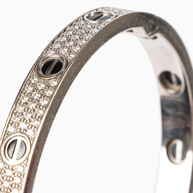 Shop authentic Cartier White Gold Diamond Pavé Ceramic LOVE Classic Bracelet on Labellov.com.