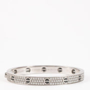 Shop authentic Cartier White Gold Diamond Pavé Ceramic LOVE Classic Bracelet on Labellov.com.