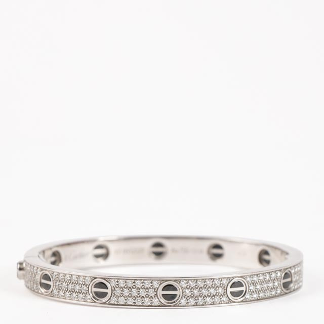 Shop authentic Cartier White Gold Diamond Pavé Ceramic LOVE Classic Bracelet on Labellov.com.