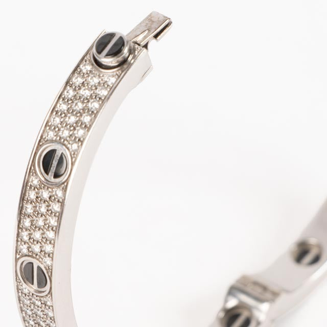 Shop authentic Cartier White Gold Diamond Pavé Ceramic LOVE Classic Bracelet on Labellov.com.