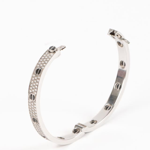 Shop authentic Cartier White Gold Diamond Pavé Ceramic LOVE Classic Bracelet on Labellov.com.