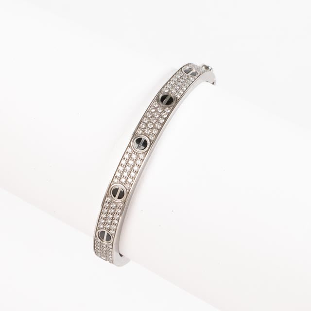 Shop authentic Cartier White Gold Diamond Pavé Ceramic LOVE Classic Bracelet on Labellov.com.
