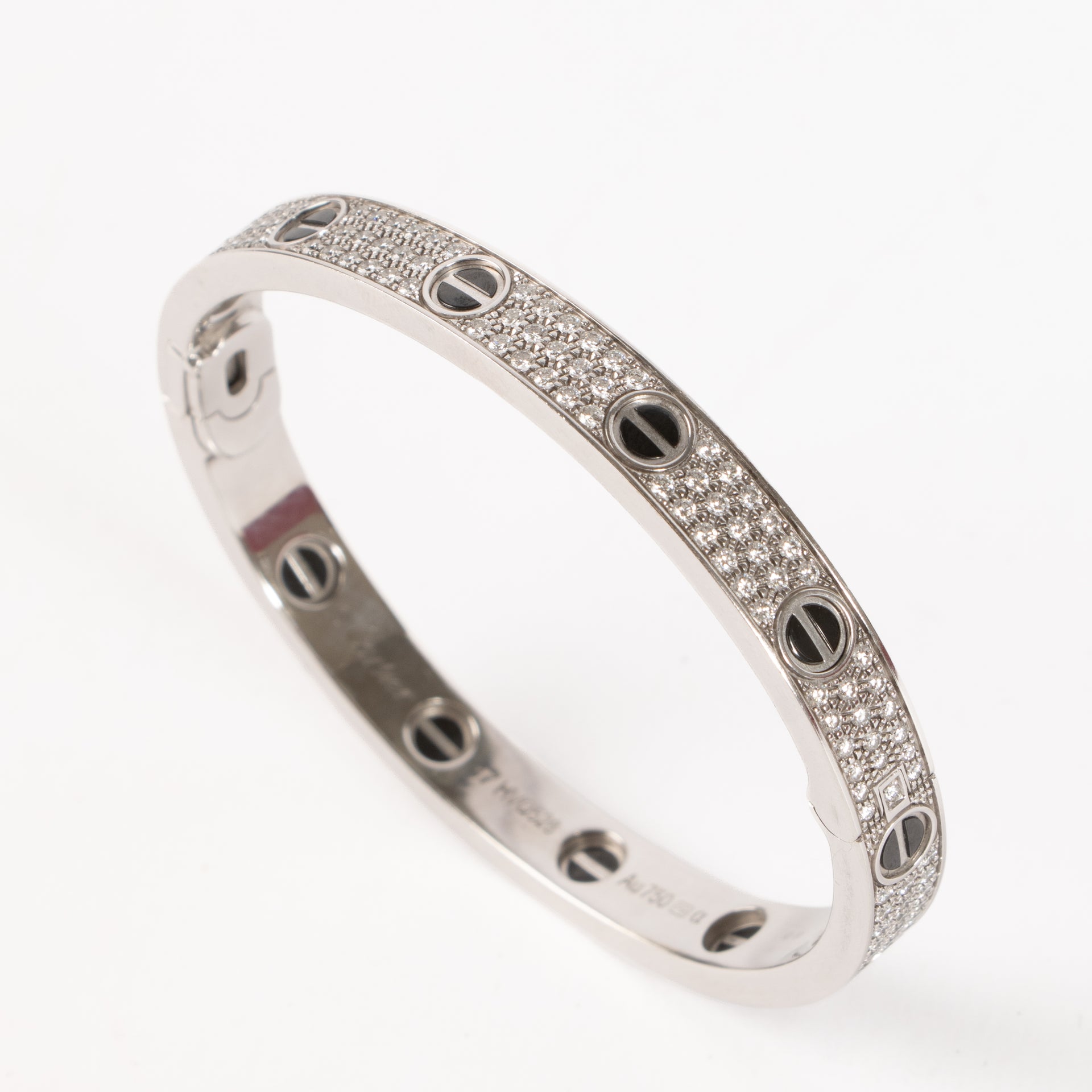Cartier White Gold Diamond Paved Ceramic LOVE Classic Bracelet